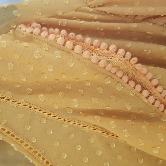 💕SCOTCH & SODA💕 Dotted Lace Ruffled Pom-Pom Dress ~ Yellow Medium NWOT - Picture 12 of 14